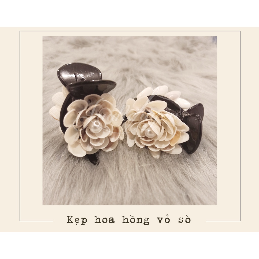 Kẹp tóc hoa hồng bằng vỏ sò