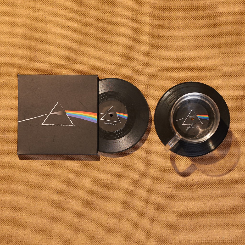 Bộ 2 Lót ly Hình Đĩa Than Album Pink Floyd Dark side of the Moon - CS005