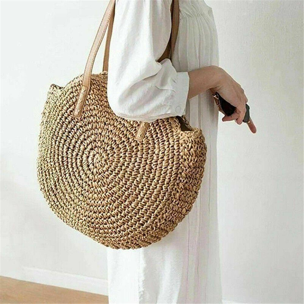 KENT1 Túi Xách Đan Lát Phong Cách Bohemian Thời Trang Cho Nữ