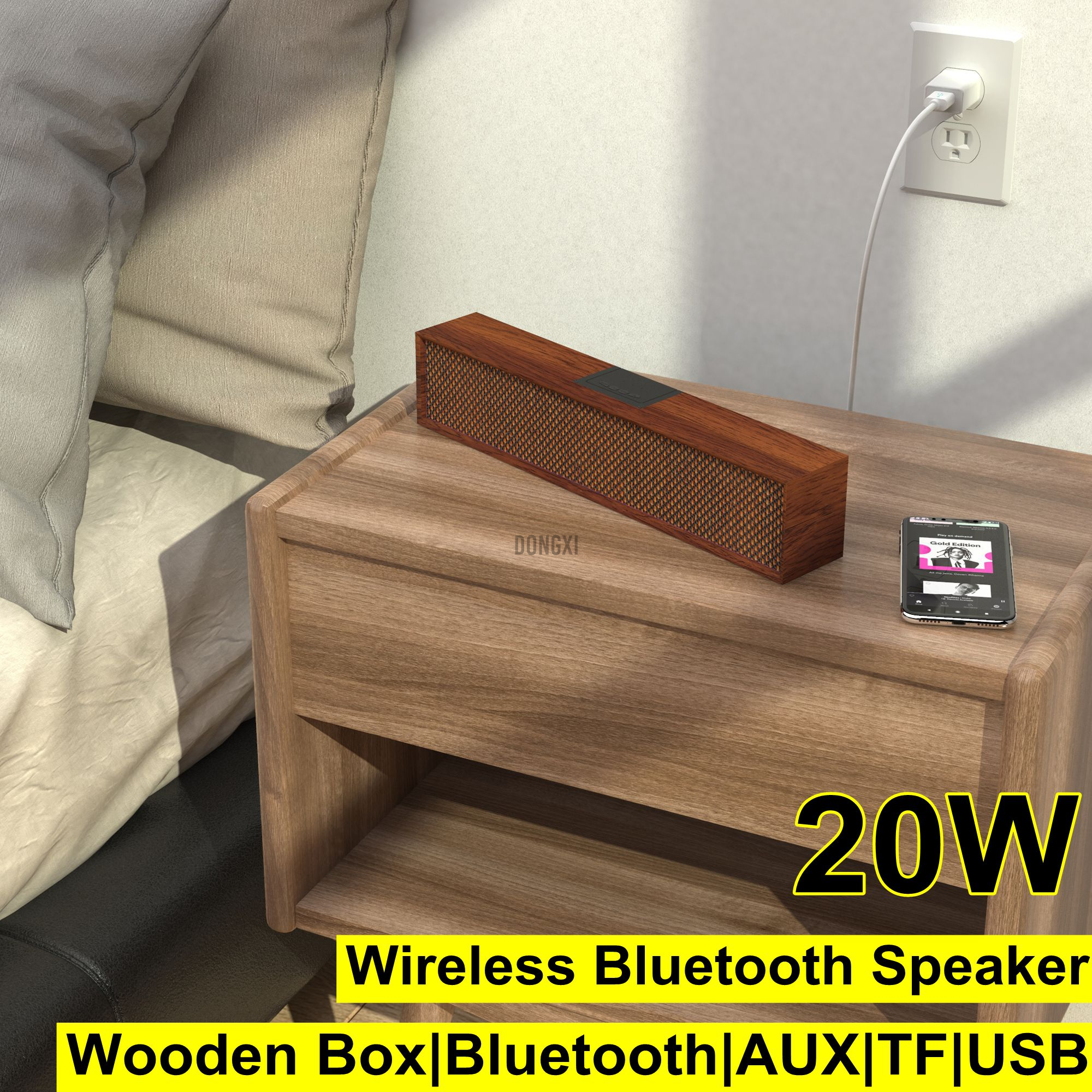 Smalody New 8080 Bluetooth1 Wooden High-Power Speaker Computer Desktop Long Retro Multifunctional Audio