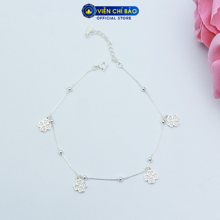 Lắc chân bạc nữ cỏ 4 lá chất liệu bạc S925 thời trang phụ kiện trang sức nữ thương hiệu Viễn Chí Bảo L400650