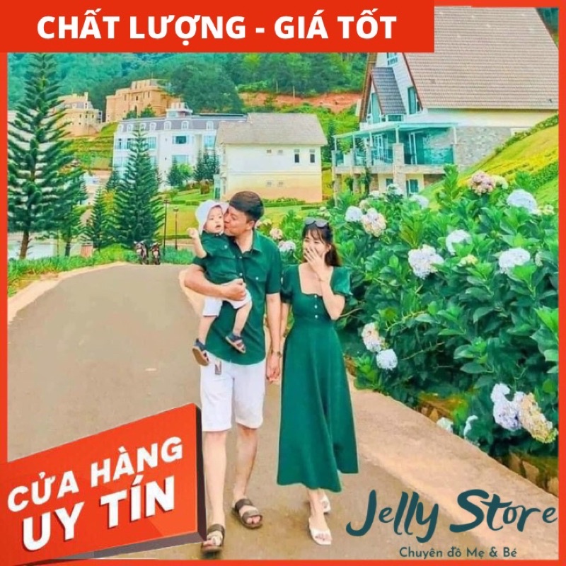 Set đồ đôi Gia Đình Xanh Green chất Cotton thoáng mượt, kèm ảnh thật
