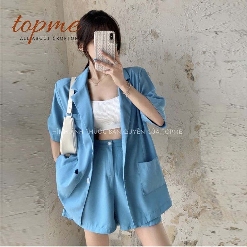 Set Blazer Nữ Tay Ngắn Quần Đùi, Set Nữ Siêu Xinh | TOPME