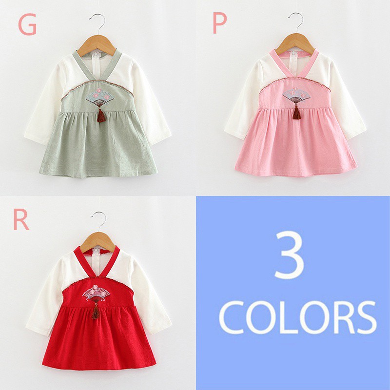 Đầm dài tay thêu hoa dễ thương dành cho bé gái