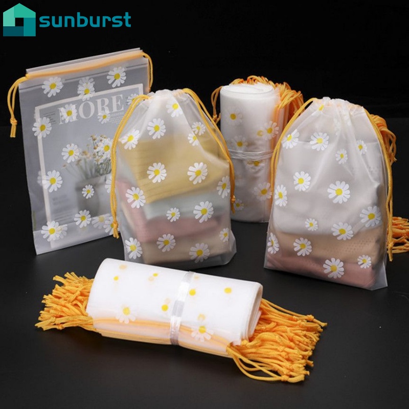 Túi Dây Rút Đựng Đồ Trang Điểm / Đồ Dùng Chống Thấm Nước Họa Tiết Hoa Cúc Xinh Xắn Tiện Dụng