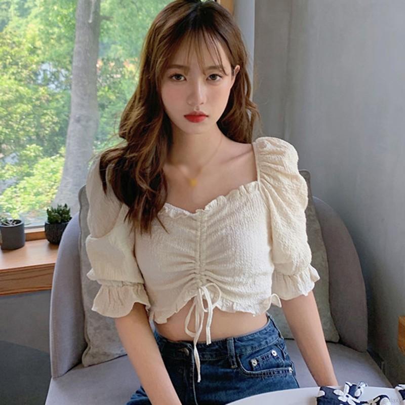 Áo Croptop Trễ Vai Màu Trơn Phong Cách Hàn Quốc | BigBuy360 - bigbuy360.vn
