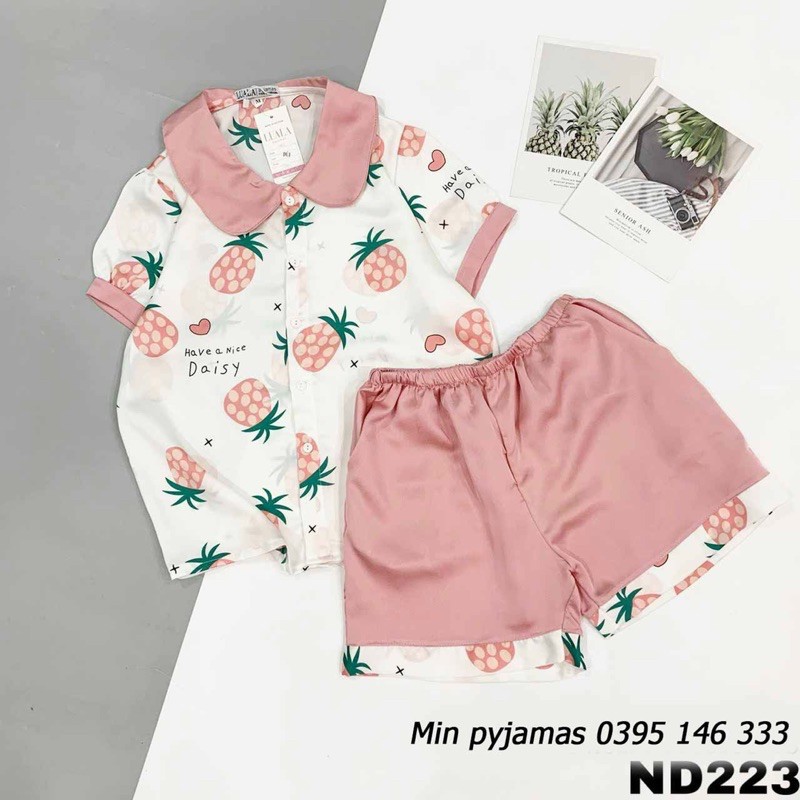 Đồ Ngủ Pijama Quần cộc tay ngắn , Siêu Xinh, LỤA SATIN MỀM MÁT - Đồ bộ mặc nhà siêu mát