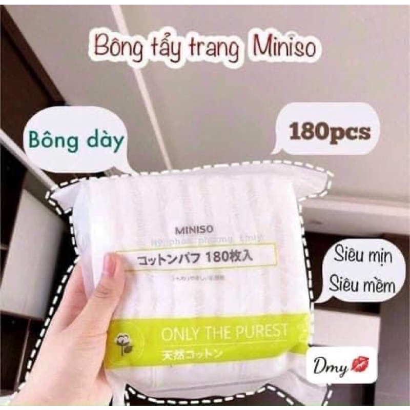 MINISO Miếng bông mềm 180 tờ Khăn lau mặt mỹ phẩm Màu trắng