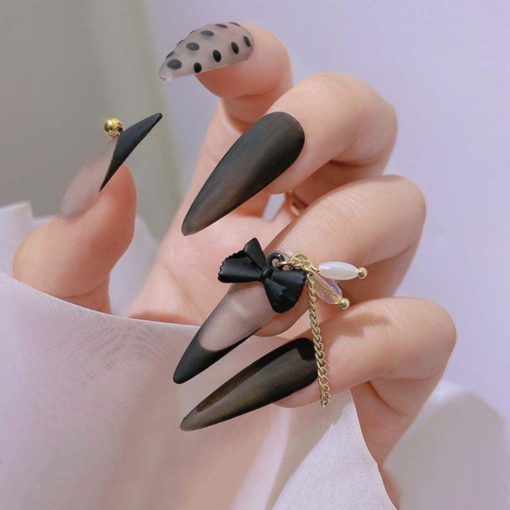 OCEANMAP Phụ Kiện Trang Trí Móng Tay Hình Nơ Bằng Kim Loại Phong Cách Hàn Quốc DIY