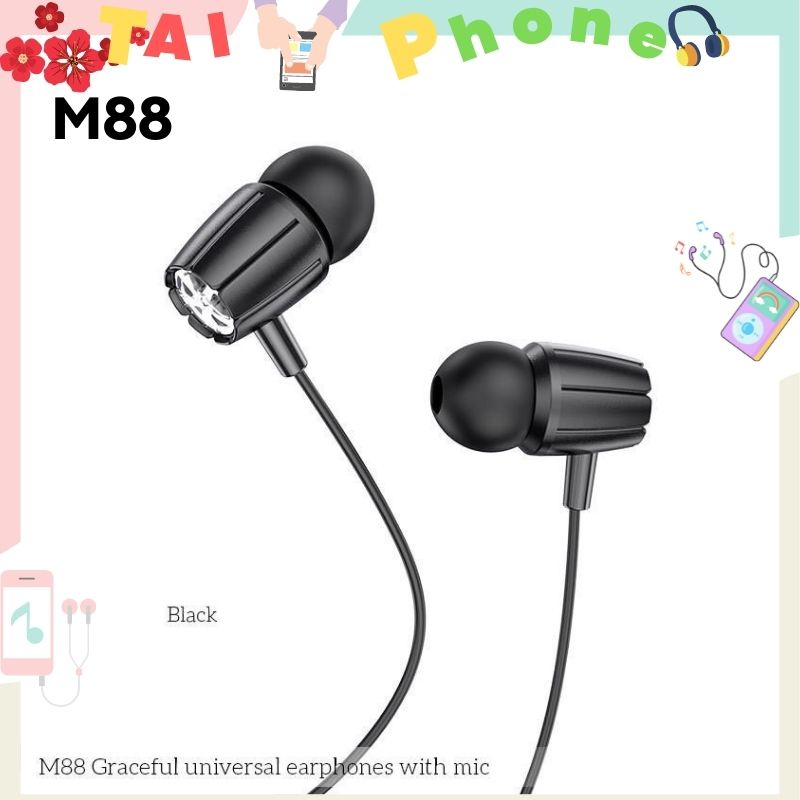 tai nghe có dây nhét tai gaming chính hãng oneu M88 chống ồn bảo hành 1 đổi 1 trong 1 tháng với bất cứ lỗi nào