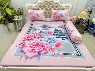 Drap thun lạnh 5D cao cấp mẫu hoa ( 3 màu )