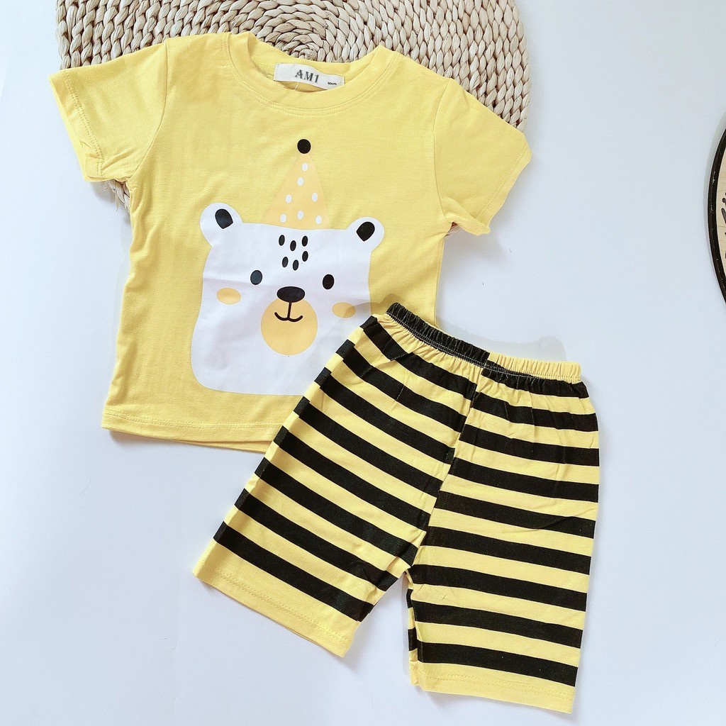 Đồ bộ quần áo cộc tay cho bé trai và bé gái chất thun lạnh AM666