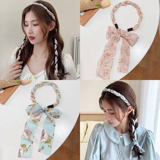 Dây buộc tóc hoa thắt nơ đính ngọc, băng đô trang trí tóc chuỗi ngọc thắt nơ