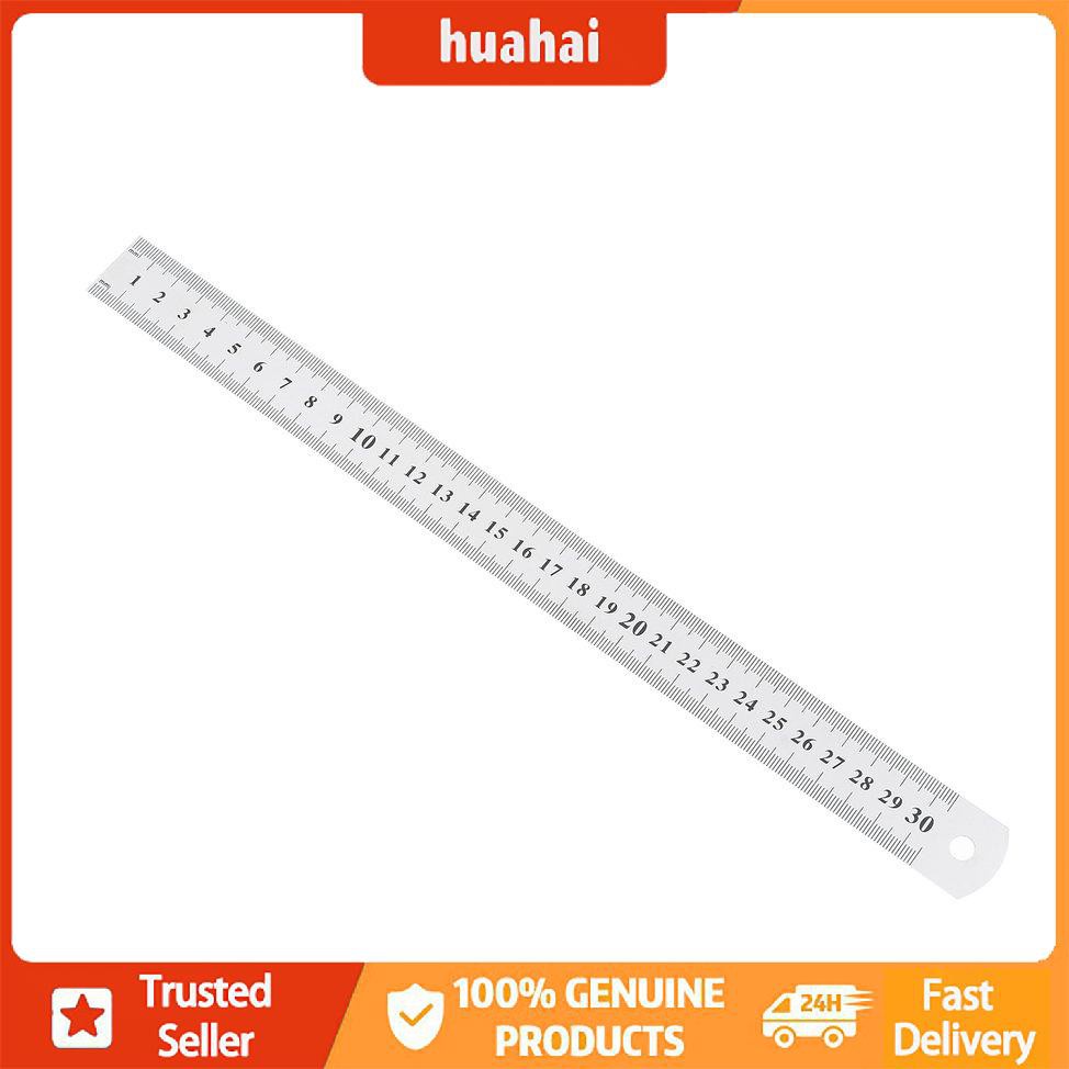 Thước kim loại bằng thép không gỉ Thước thẳng 30CM Văn phòng phẩm trường học hai mặt
