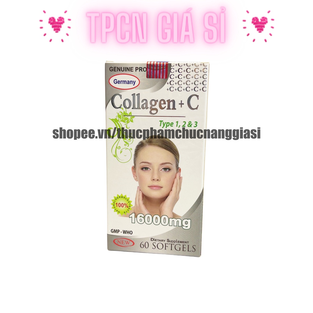 Viên uống COLLAGEN +C bổ sung collagen, vitamin e giúp chống lão hóa, cải thiện nếp nhăn - Hộp 60 viên dùng 30 ngày