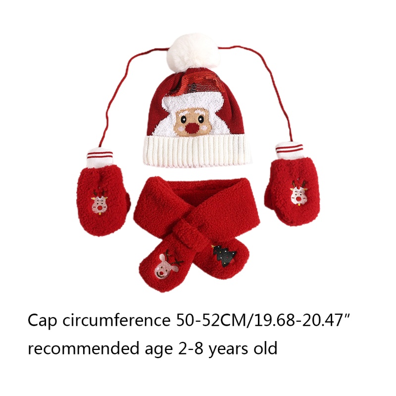 Set Mũ beanie Kèm Khăn Choàng Cổ Và Găng Tay Giữ Ấm Mùa Đông Cho Bé 2-8 Tuổi