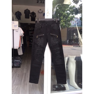 quần bò Amiri 2 khoá vá da, quần jean nam amiri vá da siêu chất