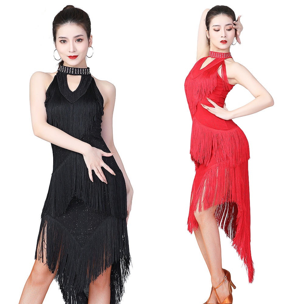 Trang Phục Khiêu Vũ Latin Phối Tua Rua Đính Kim Sa Dành Cho Nữ