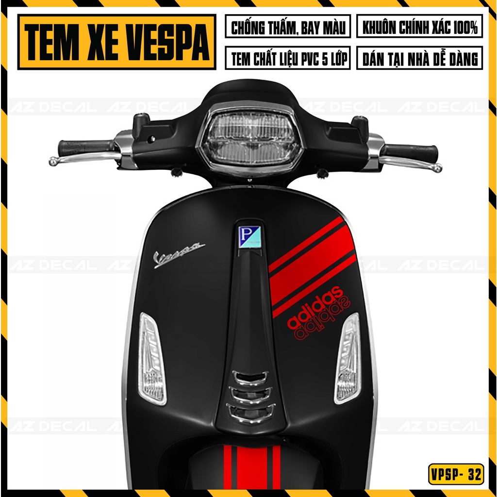 Tem Chế Mẫu Adidas Dán Xe Vespa Sprint / Primavera | VPSP32 | Decal Rời Trang Trí Xe Dễ Dán, Nhiều Lựa Chọn Màu