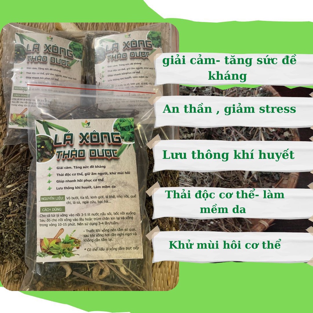 Lá xông - Tắm thảo dược Giải Cảm, Thải Độc, Phục hồi cơ thể, Khử mùi hôi, lưu thông khí huyết [HOT]