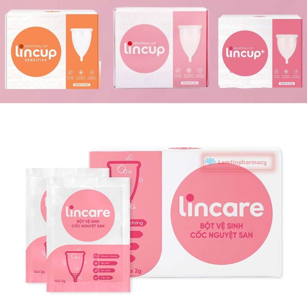 Lincare bột vệ sinh tiệt trùng cốc nguyệt san ( Hộp 12 gói )