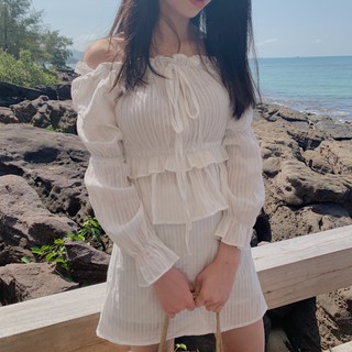 set áo trễ vai và chân váy SET68 1994closet