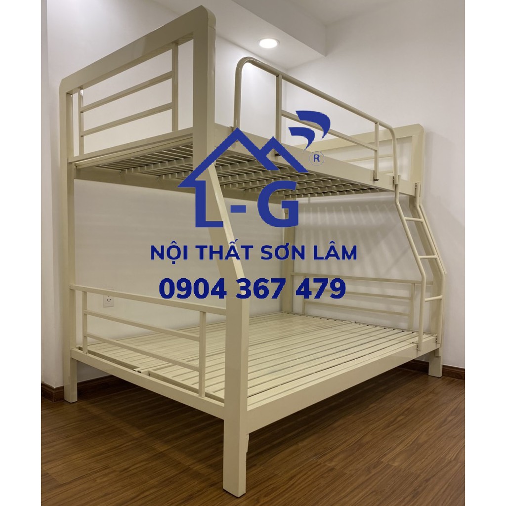Giường sắt 2 tầng cao cấp - giường tầng trên 1m2 tầng dưới 1m4 giá rẻ