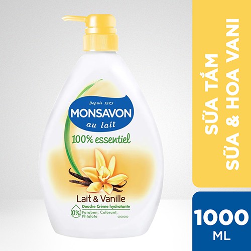 [Mã COSUI5 giảm 8% đơn 150K] Sữa tắm Monsavon chiết xuất sữa và hoa vani 1000ml