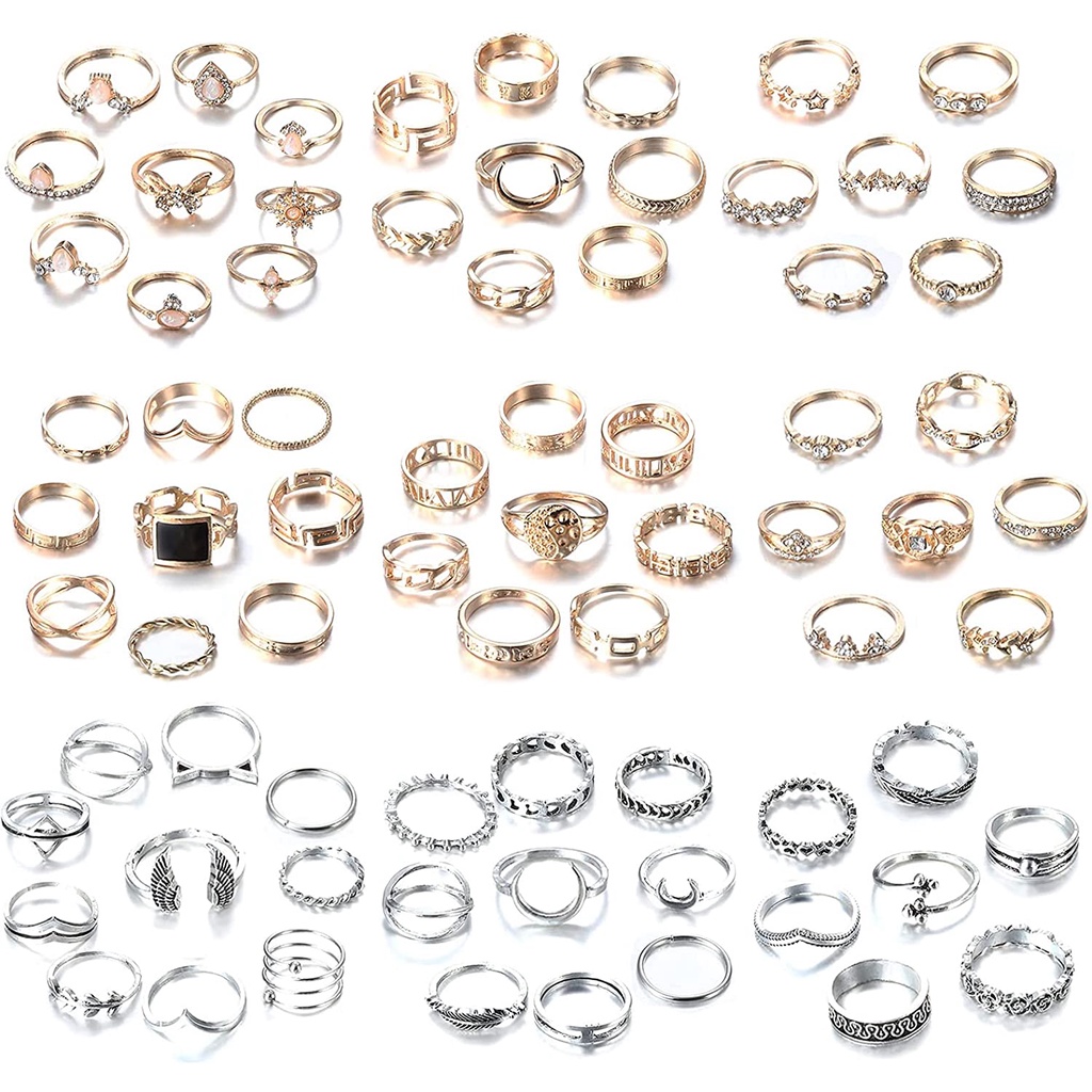 Set 74 Nhẫn Đeo Khớp Ngón Tay Phong Cách Boho Cổ Điển Dành Cho Nữ