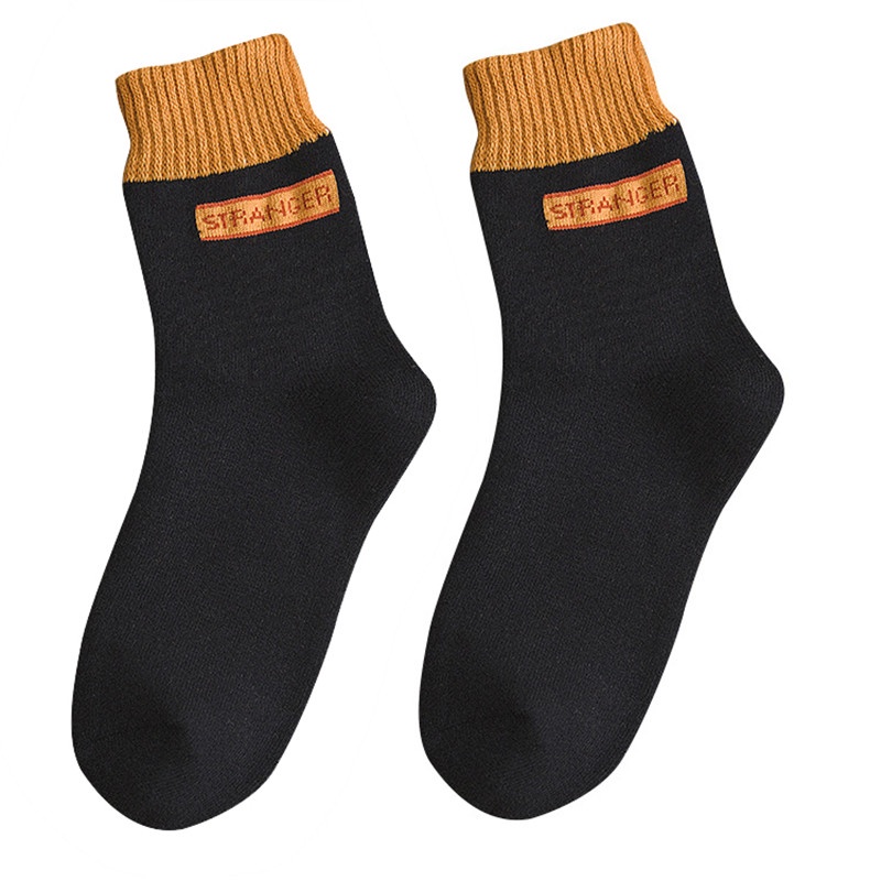 FINETOO Vớ Dày Màu Trơn In Chữ Thời Trang Mùa Đông Ấm Áp Cho Nam Và Nữ