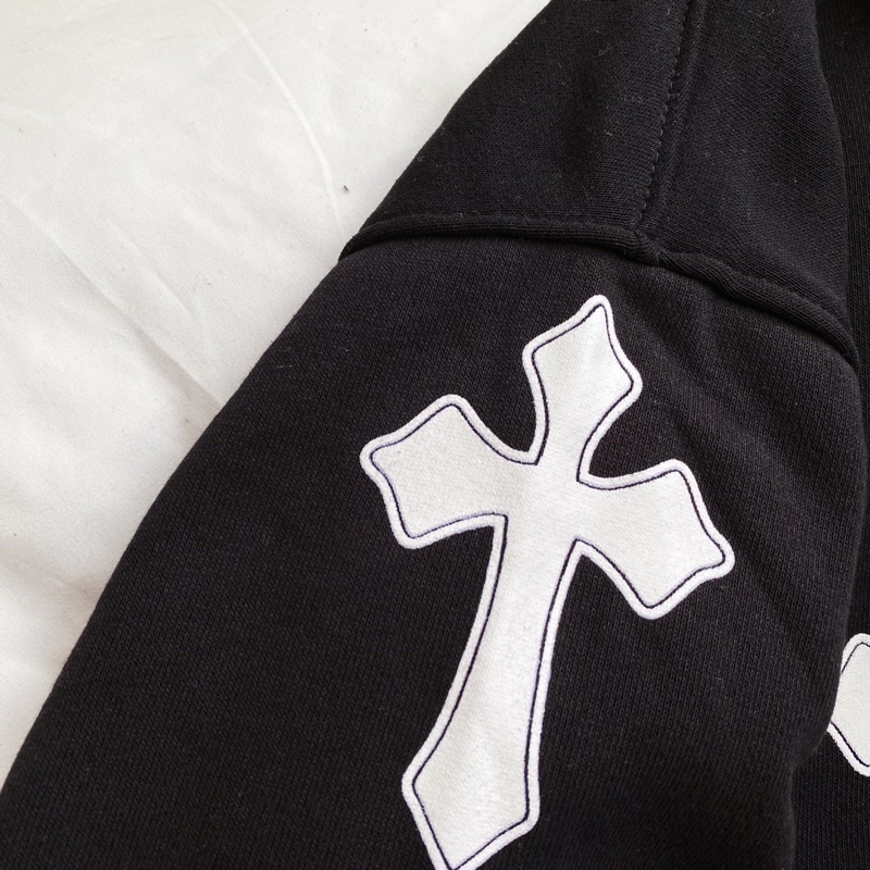 Áo khoác nỉ unisex Homies liền mũ có túi khoá kéo in hình CROSS