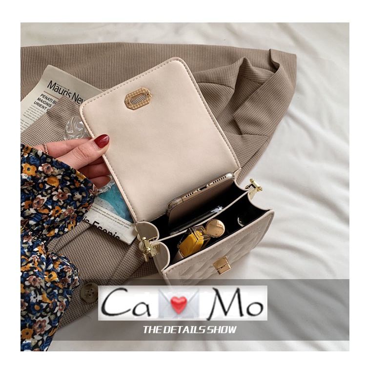 CÓ SẴN - Túi xách mini khóa xoay quai ngọc mix xích