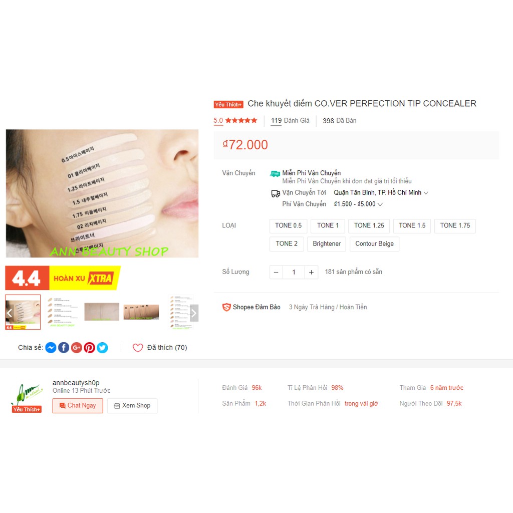 Che-khuyết-điểm COVER PERFECTION TIP CONCEALER | BigBuy360 - bigbuy360.vn