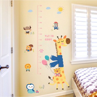 Decal dán tường đo chiều cao hươu cao cổ - giấy dán tường