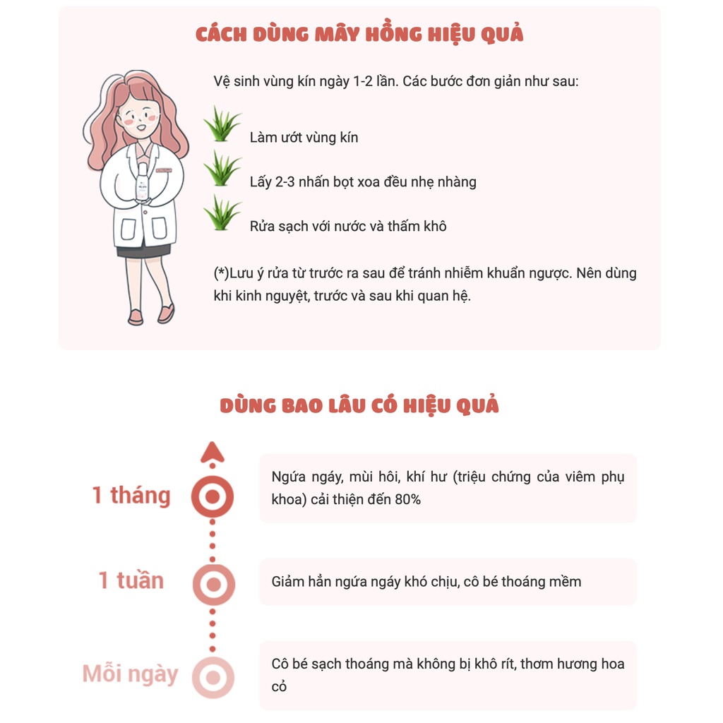 Dung dịch vệ sinh dành riêng cho Mẹ bầu và sau sinh - Bọt Mây Hồng Kháng Khuẩn Chống Lão hoá cô bé 150ml