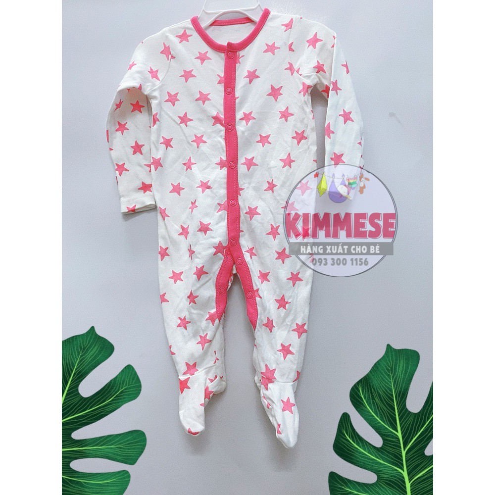 [Mã KIMFS33 Hoàn 5K Đơn 59K] Sleepsuit Bộ Body Cho Bé Cotton D.Stores Xuất Dư Gái Trắng/Sao Hồng - Đồ Ngủ Cho Bé