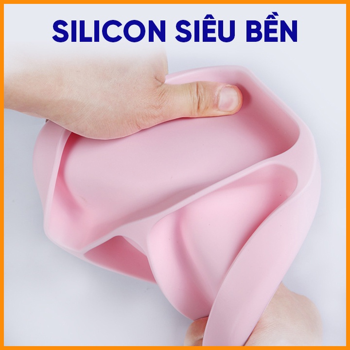 Khay Ăn Dặm Silicon Chống Đổ Cao Cấp Đế Hút Chân Không Chắc Chắn Bé Ăn Dặm Tự Chỉ Huy BabyRice 066