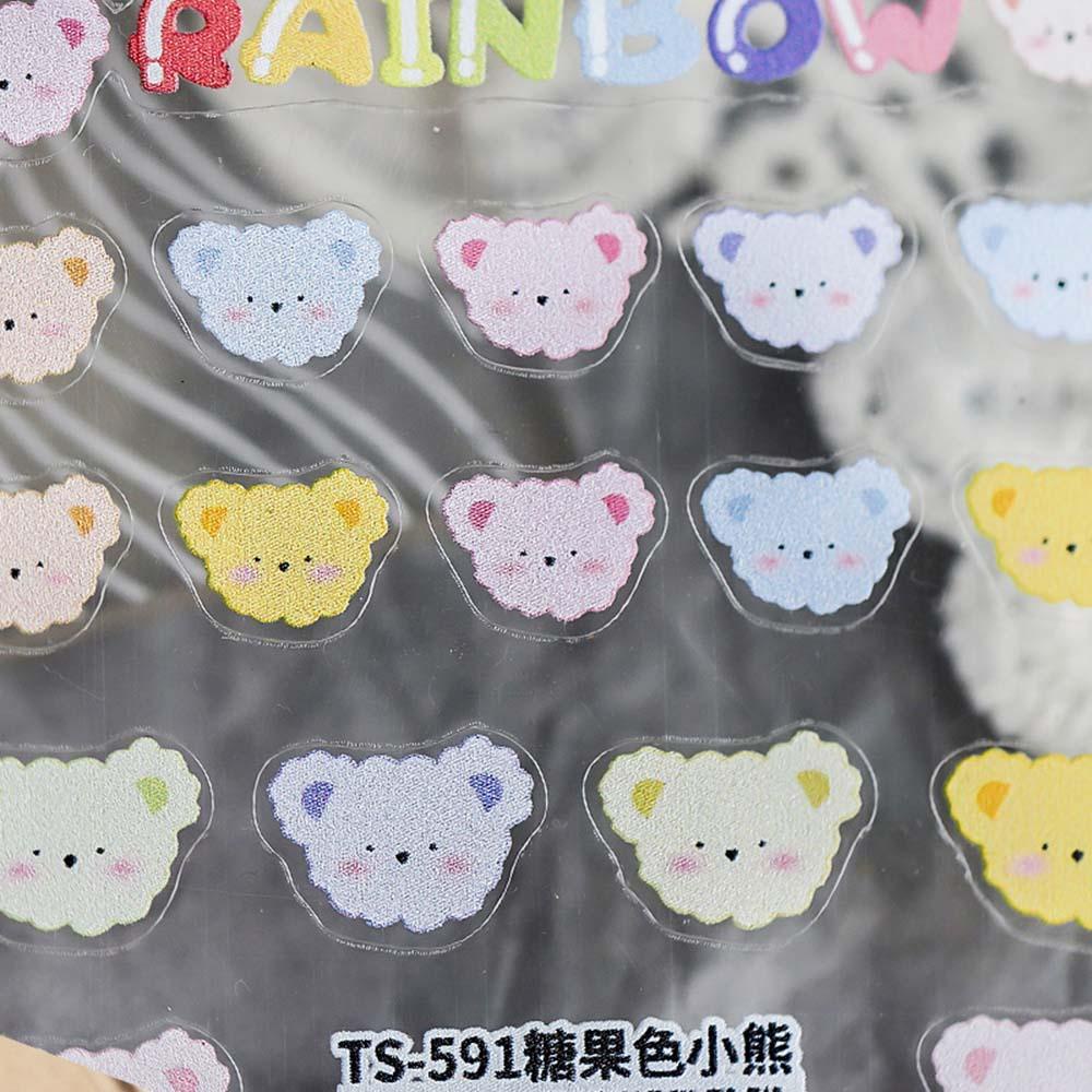JARRED Miếng Dán Trang Trí Móng Tay Hình Gấu Hoạt Hình 5D DIY