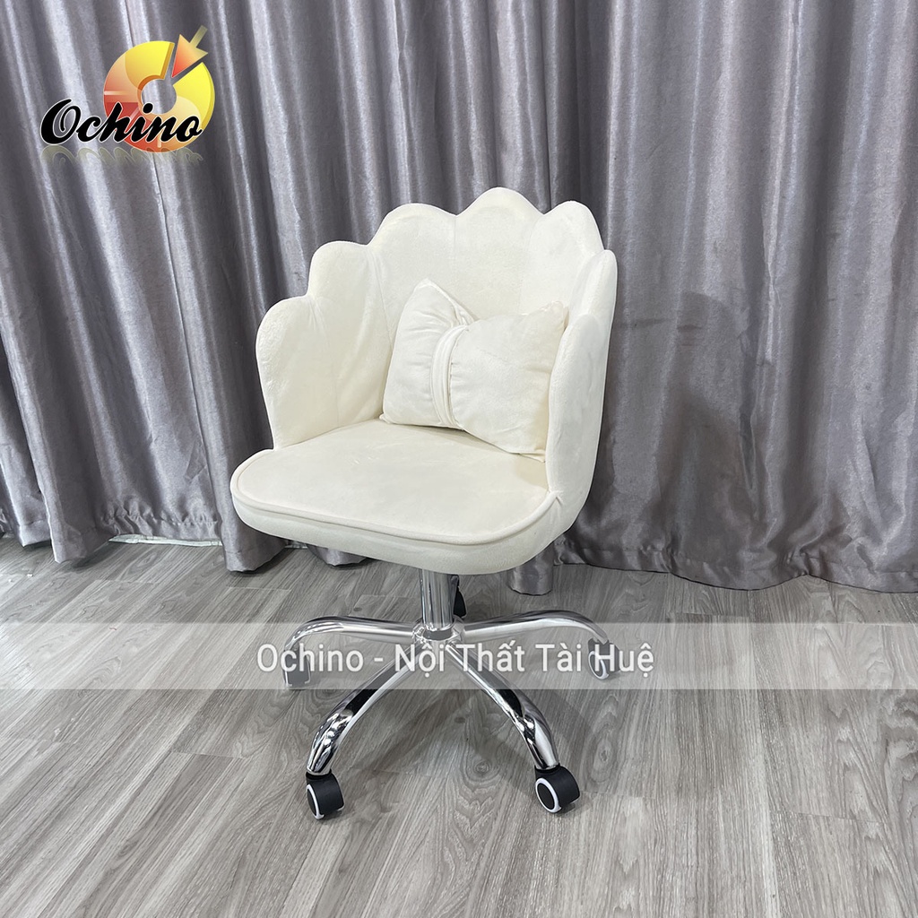 Ghế Xoay Học Sinh, Ghế Trang Điểm Mẫu Vương Miện Tặng Kèm Gối Nơ Xoay 360 Độ Và Nâng Cao Thấp Từ 40-55Cm (Hàng Có Sẵn)
