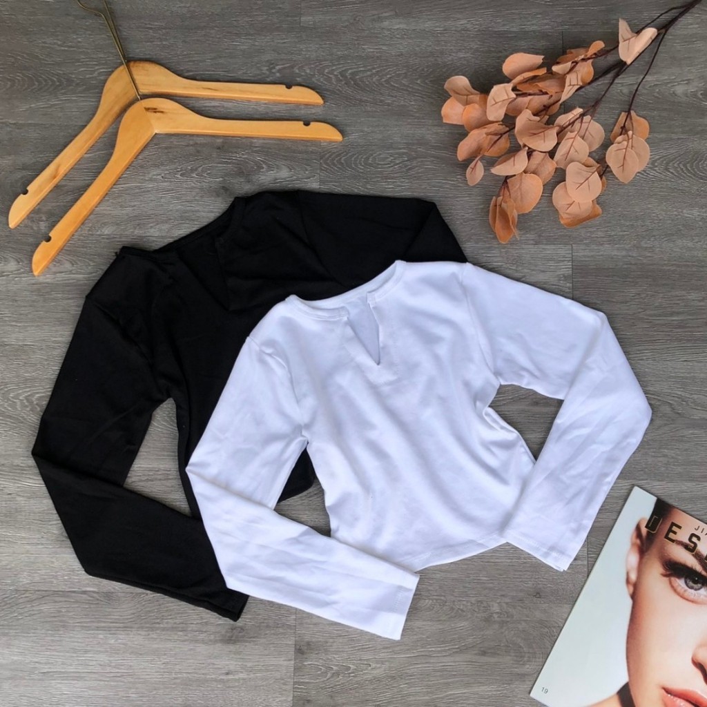 [Mã WASKT410K giảm 10K đơn 50K] Áo Croptop Kiểu Xẻ Cổ Tay Dài _ Chất Borip Dày Dặn Co Gian _ Ảnh Thật Chụp Sàn | BigBuy360 - bigbuy360.vn