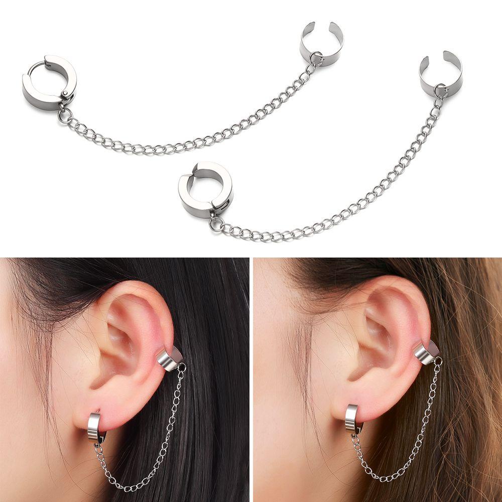 EUCA 1 Bông Tai Kẹp Màu Sắc Bạc Cho Nam Và Nữ