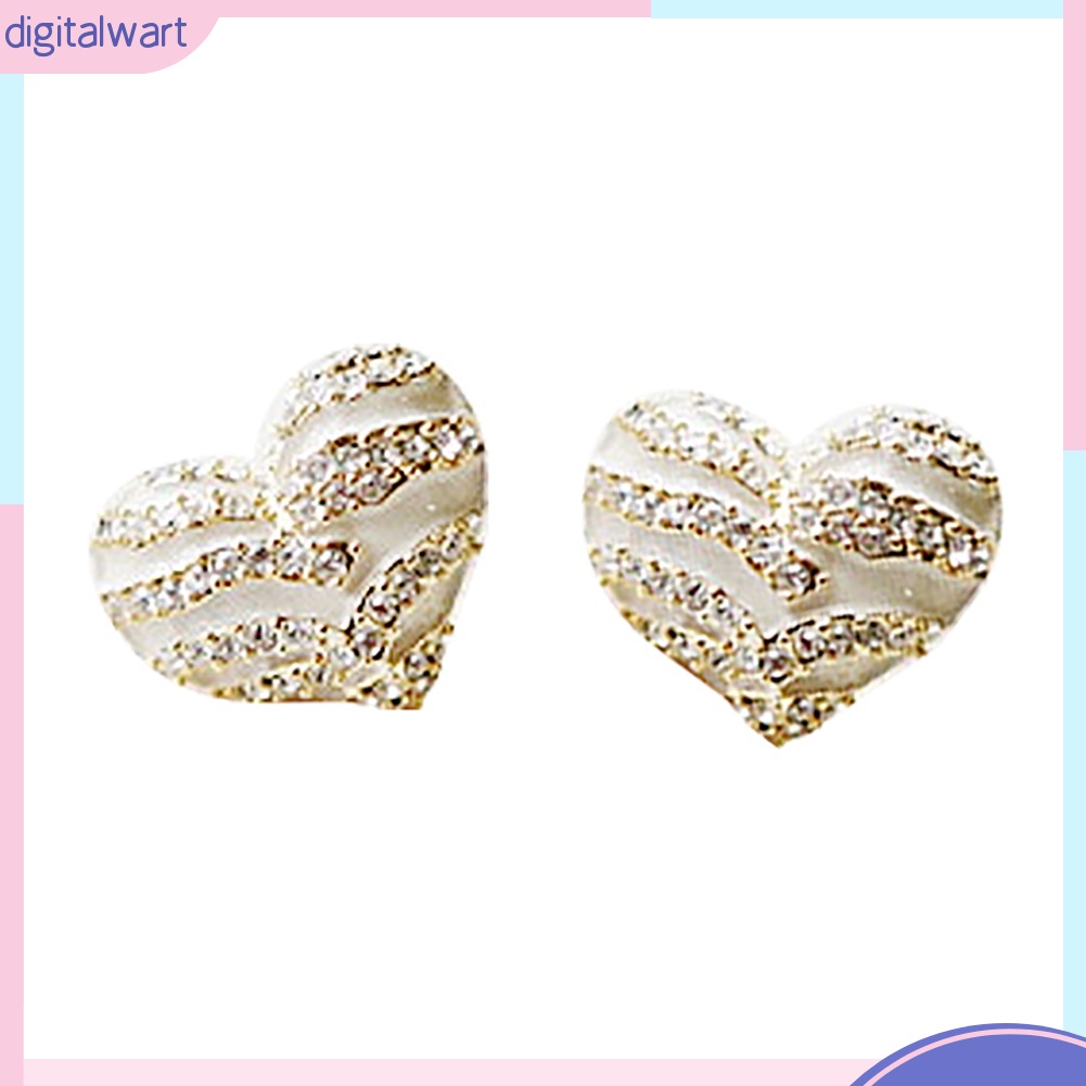 Cặp khuyên tai trái tim đính đá quý nhân tạo lấp lánh sang trọng cá tính dành cho nữ