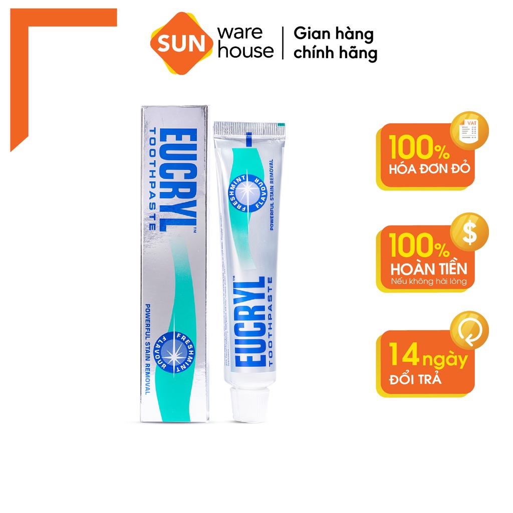 Kem Đánh Răng Bạc Hà Eucryl Toothpaste Giúp Tẩy Trắng, An Toàn Tuyệt Đối Cho Răng 62g