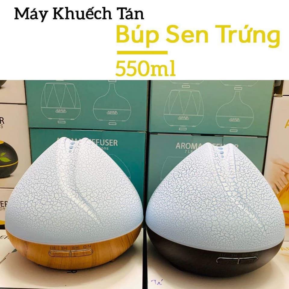 🔥𝑭𝑹𝑬𝑬𝑺𝑯𝑰𝑷🔥 MÁY KHUẾCH TÁN TINH DẦU MÁY PHUN SƯƠNG BÚP SEN 550ML Kèm Điều Khiển