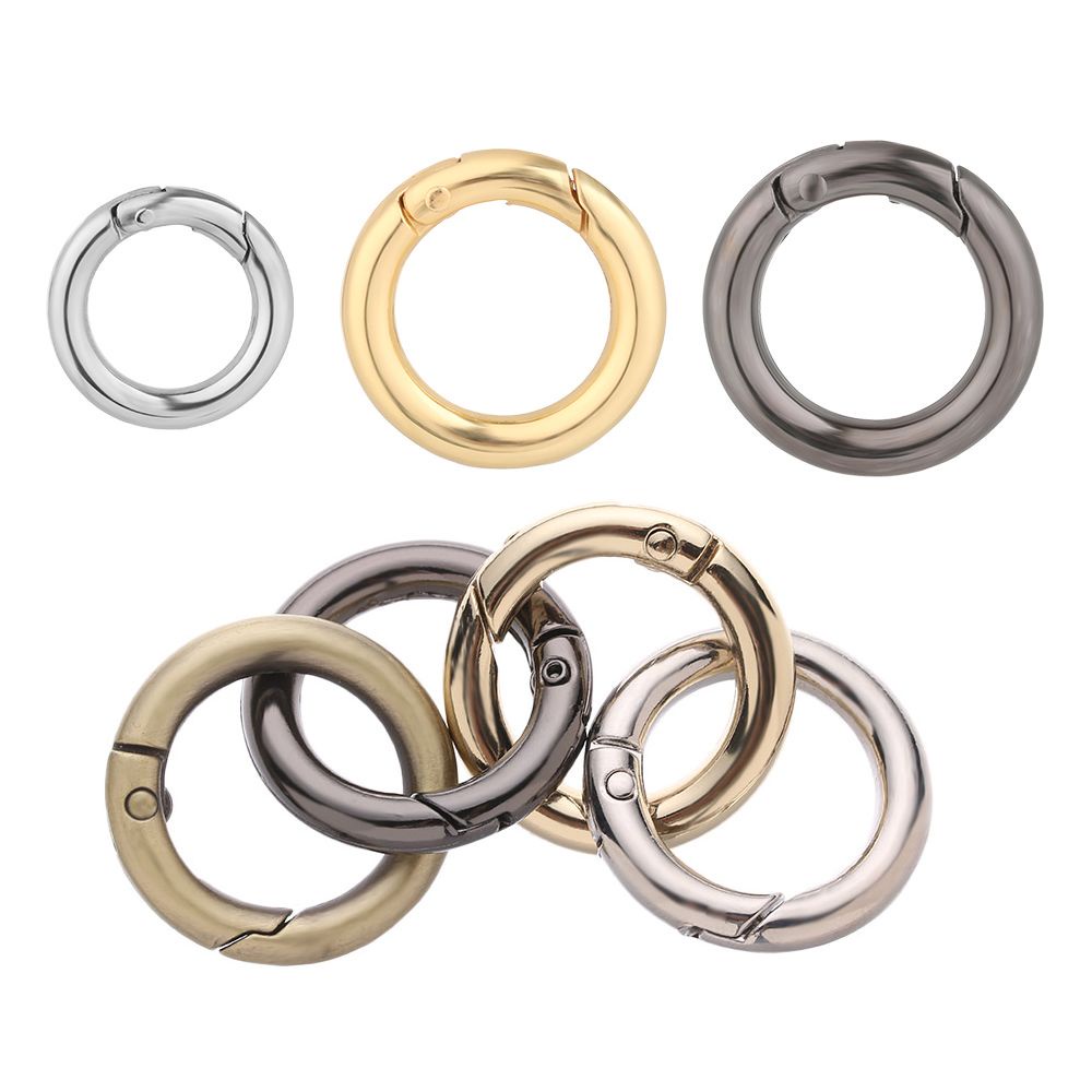 Set 2/5 móc khóa tròn 10/12/16/19mm bằng hợp kim kẽm màu đen chất lượng cao