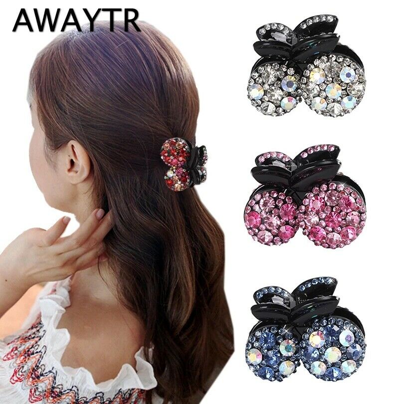 Kẹp tóc đính đá hình quả cherry 4.5cm thời trang cho nữ