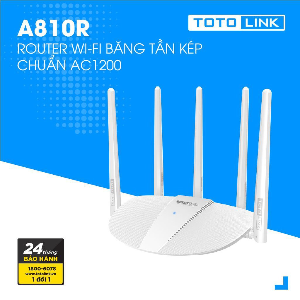 Router WiFi Totolink A810R băng tần kép AC1200 DGW