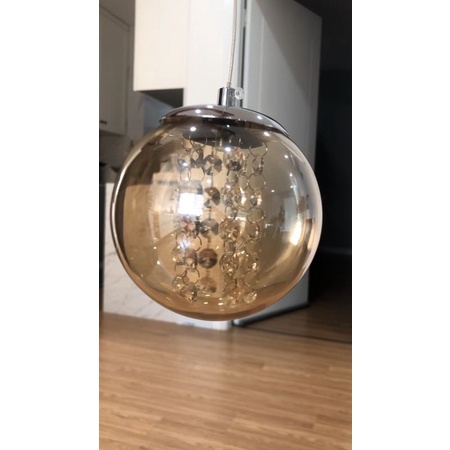 Đèn thả thông tầng đính hạt phale trong chao thủy tinh, đèn thả cầu thang, trang trí bàn ăn HTK 018