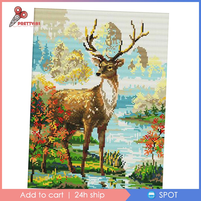 Bộ Dụng Cụ Thêu Tranh Chữ Thập Hình Động Vật 14CT 29x36cm