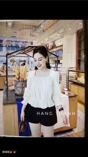 Áo bèo chun eo phối tay bồng